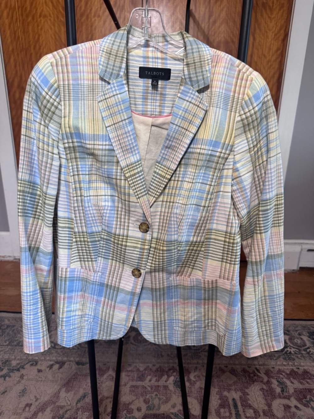 Talbots Pastel Plaid Blazer in Blue, Pink, Green